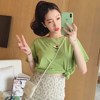 Ulzzang Korea KPOP Graphic Tees Women Summer 2019 Short Sleeve Green Loose T Shirt Avocado Print Tops Women Clothes Streetwear
Ulzzang Korea KPOP Graphic Tees Women Summer 2019 Short Sleeve Green Loose T Shirt Avocado Print Tops Women Clothes Streetwear