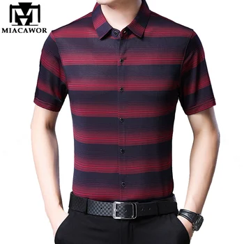 MIACAWOR Shirt Men Fashion Striped Shirts Summer Short Sleeve Casual Men Shirts Slim Fit Camisa Masculina C505
MIACAWOR Shirt Men Fashion Striped Shirts Summer Short Sleeve Casual Men Shirts Slim Fit Camisa Masculina C505
