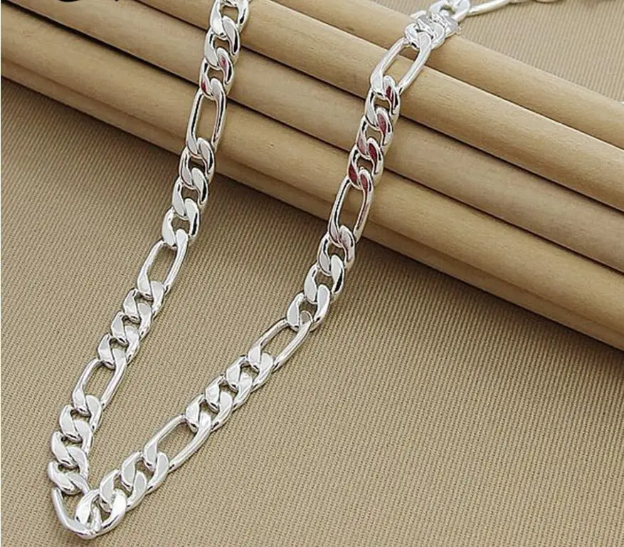 50cm Sterling Silver 8mm Slim Figaro Chain Necklace Women Girl Italy 925 Jewelry kolye collares collane collier ketting sieraden
50cm Sterling Silver 8mm Slim Figaro Chain Necklace Women Girl Italy 925 Jewelry kolye collares collane collier ketting sieraden