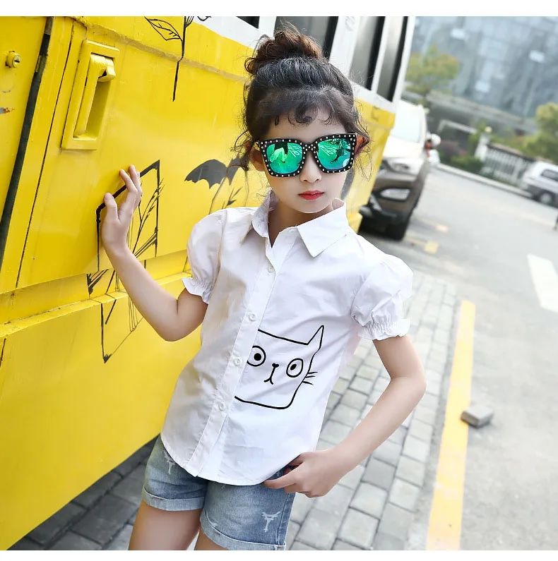 fashion character school big girls shirts 2018 short sleeve tops children white little girls summer baby blouses for big girls clothing 4 5 6 7 8 9 10 11 12 13 14 15 16 Years little teenage girls shirts blouses clothes (6)