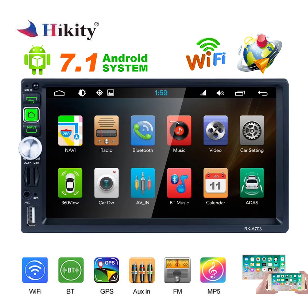 Hikity 2 din Android GPS Car Radio 7"HD IOS/Android Mirror Link Car MP5 Player with WIFI FM Radio Support DVR And Backup Camera
Hikity 2 din Android GPS Car Radio 7"HD IOS/Android Mirror Link Car MP5 Player with WIFI FM Radio Support DVR And Backup Camera