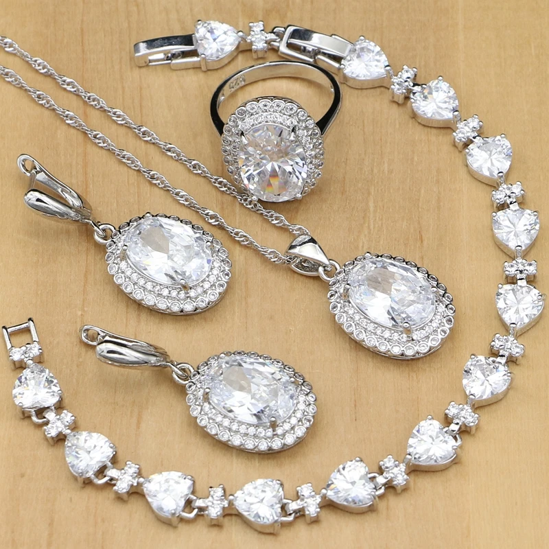 925 Sterling Silver Jewelry White Cubic Zirconia Jewelry Sets For Women Wedding Earrings/Pendant/Rings/Bracelet/Necklace Set
925 Sterling Silver Jewelry White Cubic Zirconia Jewelry Sets For Women Wedding Earrings/Pendant/Rings/Bracelet/Necklace Set