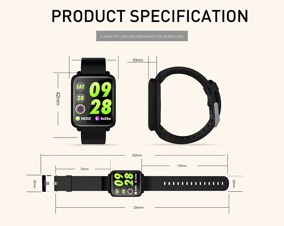 COLMI Smart Watch M28 IP68 Waterproof Bluetooth Heart Rate Blood Pressure Smartwatch for Xiao mi Android IOS Phone 14