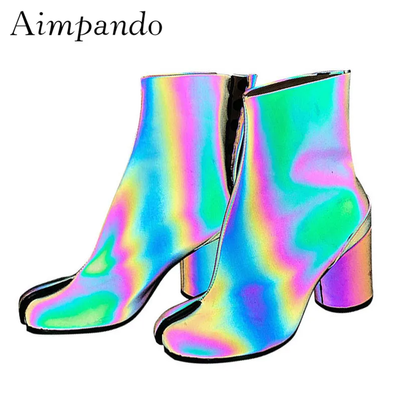 2019 New Chic Novelty Ankle Boots Women Gradients Fluorescent Round High Heel Split-toe Fashion Boots Woman
2019 New Chic Novelty Ankle Boots Women Gradients Fluorescent Round High Heel Split-toe Fashion Boots Woman