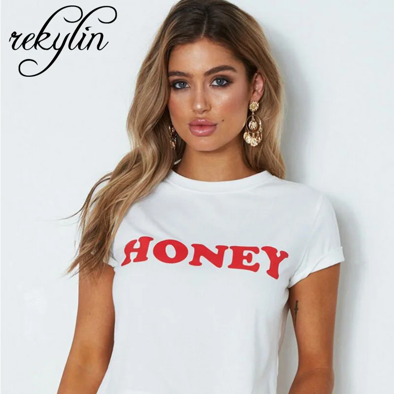 Summer Women T-shirt Tops HONEY Letter Print Casual Cotton O Neck Short Sleeve t Shirt women harajuku Tee Tops
Summer Women T-shirt Tops HONEY Letter Print Casual Cotton O Neck Short Sleeve t Shirt women harajuku Tee Tops