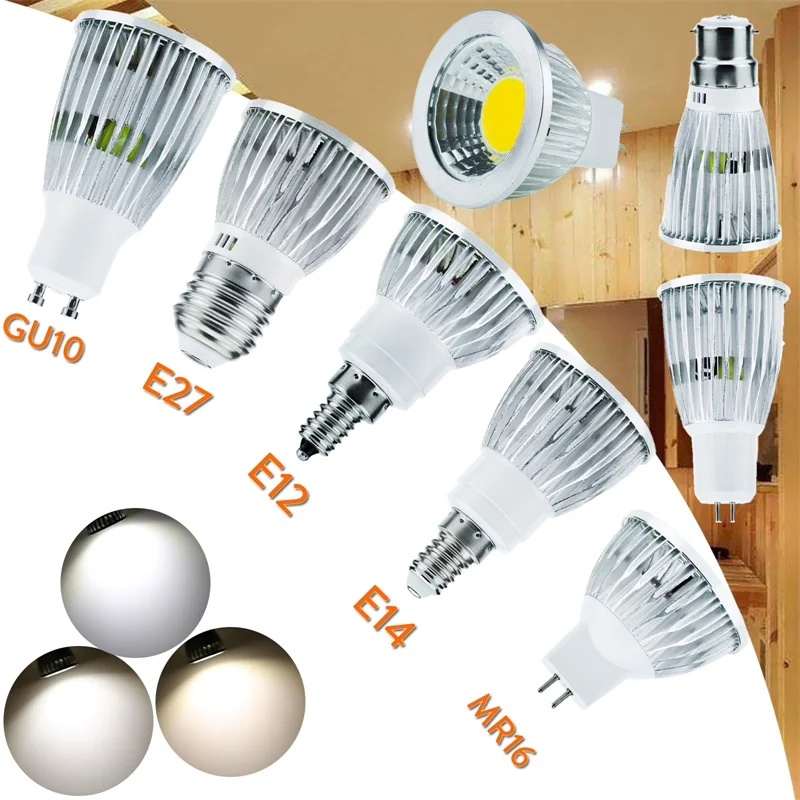 LED Bulb GU10 E27 E14 MR16 DC 12V Lampada LED Lamp 220V 110V 6W 9W 12W Bombillas LED COB Spotlight Lamparas Bulbs Light 85-265V
LED Bulb GU10 E27 E14 MR16 DC 12V Lampada LED Lamp 220V 110V 6W 9W 12W Bombillas LED COB Spotlight Lamparas Bulbs Light 85-265V