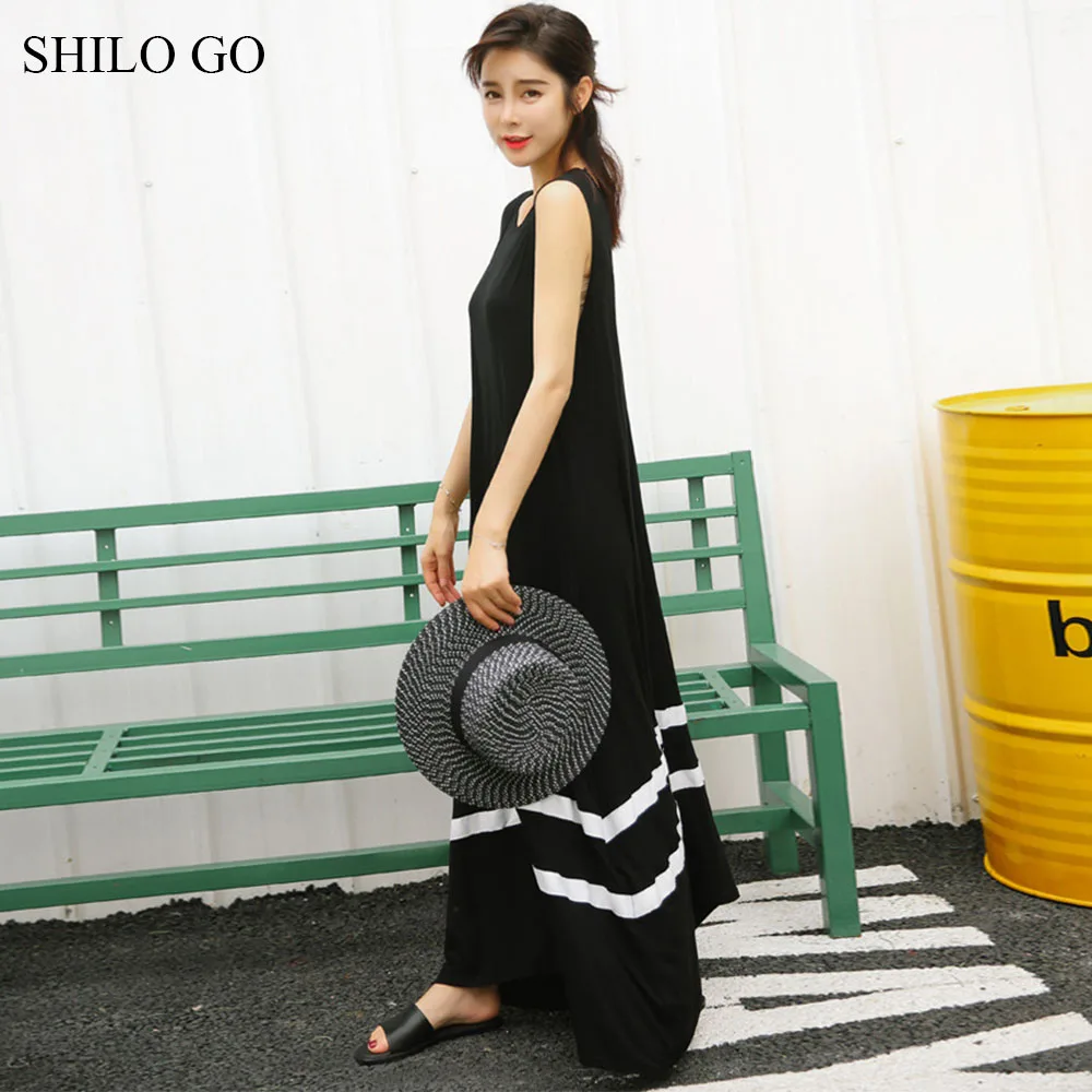 SHILO GO Dress Womens Summer Fashion Concise Casual O Neck sleeveless long dress loose spliced stripe trumpet dress black
SHILO GO Dress Womens Summer Fashion Concise Casual O Neck sleeveless long dress loose spliced stripe trumpet dress black