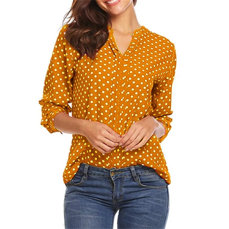 orange polka dot blouse