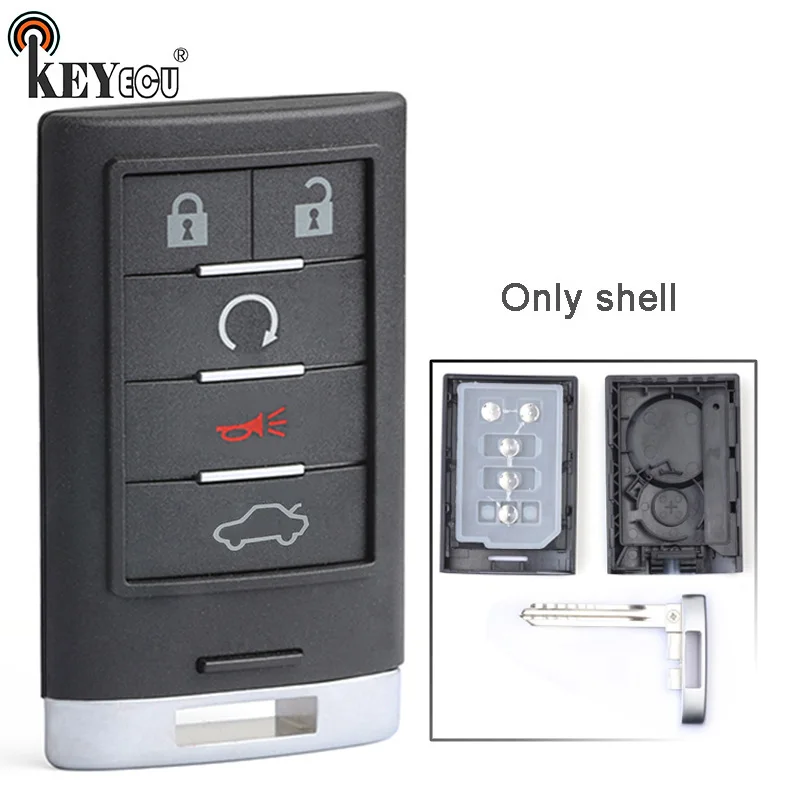 

KEYECU for Cadillac DTS CTS STS XTS Replacement 4+1 5 Button Smart Remote Car Key Shell Case Fob M3N5WY7777A