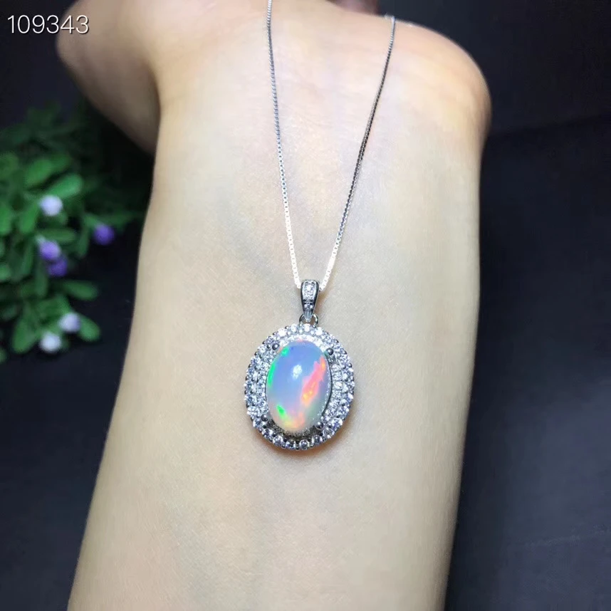 sale colorful opal gem pendant of necklace women silver fine jewelry good fireworks natural girl birthday gift party present | Украшения и