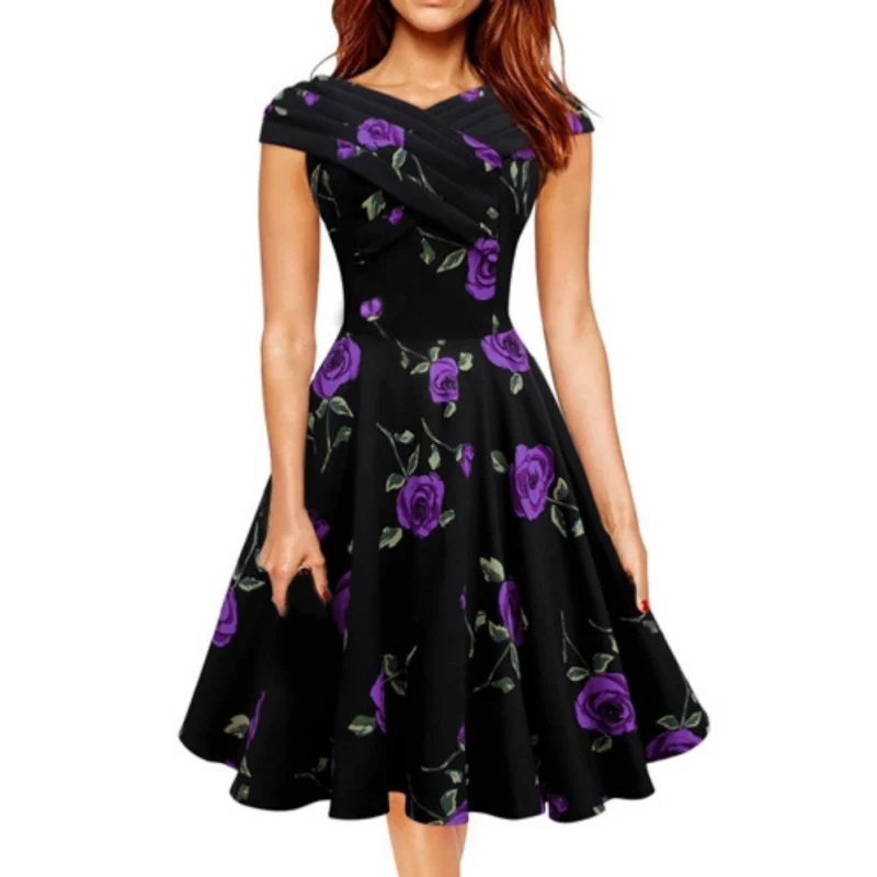 2018 Women Summer Clothing Retro Print Flowers High Waist Dresses Large Swing Midi Dress Casual Office Ladies Party Vestidos H5
2018 Women Summer Clothing Retro Print Flowers High Waist Dresses Large Swing Midi Dress Casual Office Ladies Party Vestidos H5