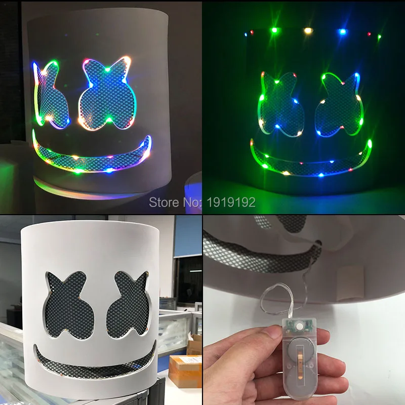Colorful LED Light DJ Marshmello EVA Mask DIY Assembly Disco Bar Party Hats Halloween Flash LED Mask Full Head Helmet With batte
Colorful LED Light DJ Marshmello EVA Mask DIY Assembly Disco Bar Party Hats Halloween Flash LED Mask Full Head Helmet With batte