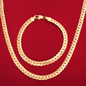 Classic Necklace Set For Men Trendy Wholesale Yellow Gold Color Snake Chain Necklace Bracelet African Jewelry Set
Classic Necklace Set For Men Trendy Wholesale Yellow Gold Color Snake Chain Necklace Bracelet African Jewelry Set