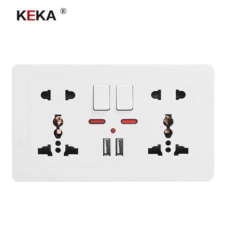 KEKA Wall Socket Universal Power Outlet Double 146 Socket with Dual USB Smart Induction Charge Port For Mobile 5V 2.1A
KEKA Wall Socket Universal Power Outlet Double 146 Socket with Dual USB Smart Induction Charge Port For Mobile 5V 2.1A