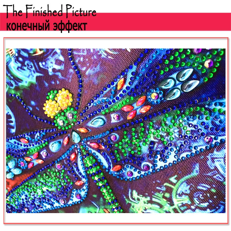 RUBOS DIY 5D Diamond Embroidery Blue Oil Dragonfly Animal Diamond Painting Special Bead Big Pearl Diamond Mosaic Sale Wall Decor (7)