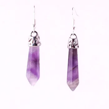 Druzy Personality Natural Crystal Stone Earrings Amethysts Purple Gems Long Hexagonal Prism Single Point Healing Jewelry
Druzy Personality Natural Crystal Stone Earrings Amethysts Purple Gems Long Hexagonal Prism Single Point Healing Jewelry