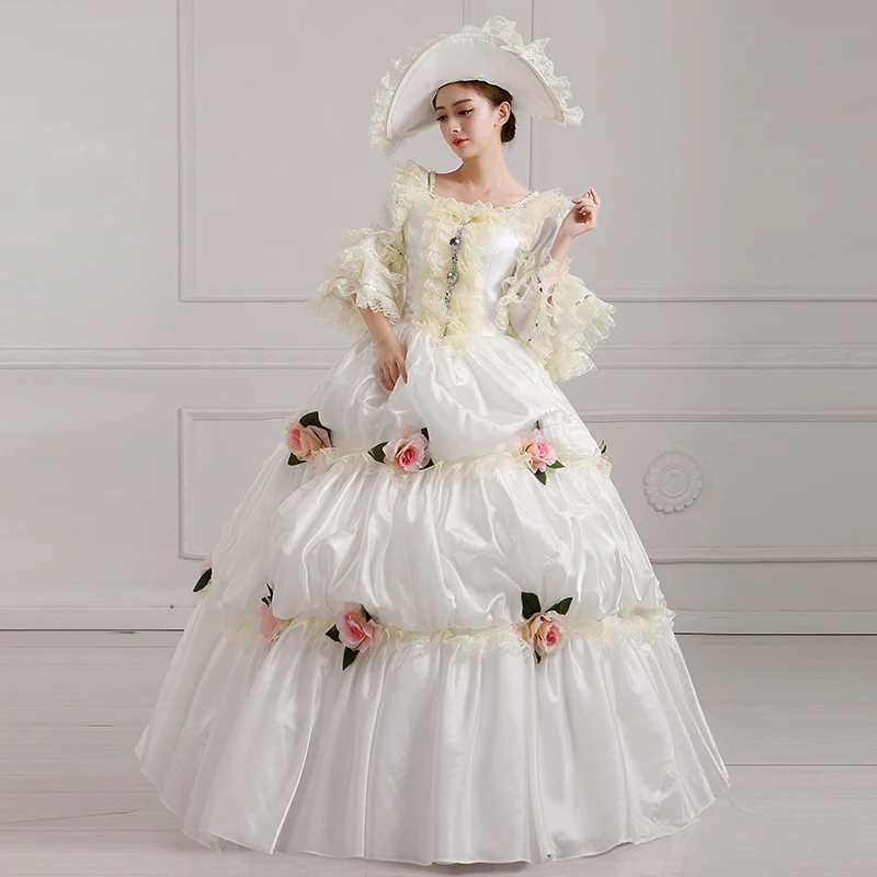 Victorian Gothic Ball Gown Wedding Dress Georgian Period With Classic Flowers Covered Graceful for Halloween Party
Victorian Gothic Ball Gown Wedding Dress Georgian Period With Classic Flowers Covered Graceful for Halloween Party