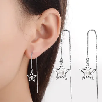 New 925 Sterling Silver Earings Fashion Jewelry Pearl Pentagram Earrings For Women Classic Engagement Jewelry Long Earring
New 925 Sterling Silver Earings Fashion Jewelry Pearl Pentagram Earrings For Women Classic Engagement Jewelry Long Earring