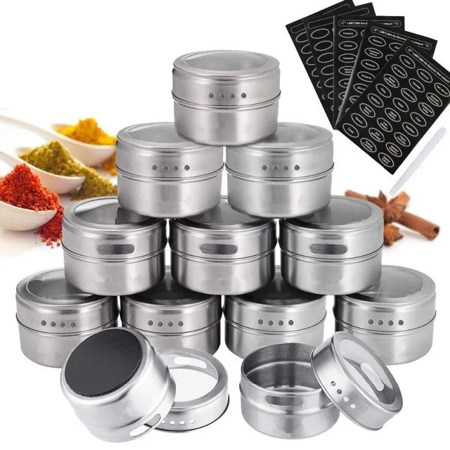 Magnetic Spice Jar Set With Stickers Stainless Steel Spice Tins Spice Storage Container Pepper Seasoning Sprays Tools
Magnetic Spice Jar Set With Stickers Stainless Steel Spice Tins Spice Storage Container Pepper Seasoning Sprays Tools