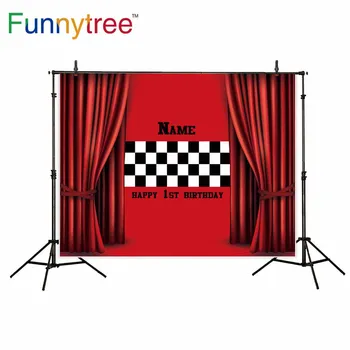 Funnytree backdrops for photography studio birthday Racing red curtain checkered sports professional background photocall prop
Funnytree backdrops for photography studio birthday Racing red curtain checkered sports professional background photocall prop