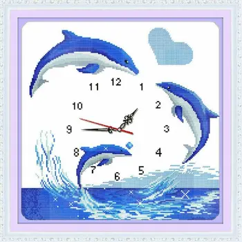 Blue dolphins cross stitch kits clocks watches Animal 100% accurate 11ct printed embroidery DIY handmade needlework wall
Blue dolphins cross stitch kits clocks watches Animal 100% accurate 11ct printed embroidery DIY handmade needlework wall