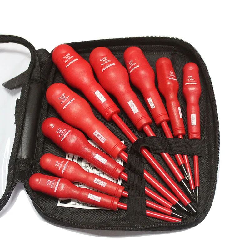 9 Pcs/set Insulated Magnetic Screwdriver Set Electrician Dedicated Precision CR-V High Voltage 1000V Slotted Phillips Hand Tools