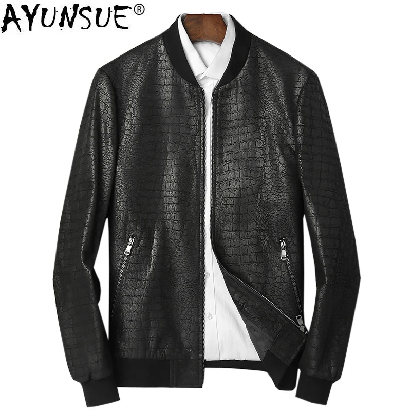 AYUNSUE Real Leather Jacket Genuine Sheepskin Jackets Men Clothes 2018 Spring Autumn Plus Size Coat Veste En Cuir Homme ZL927 | Мужская