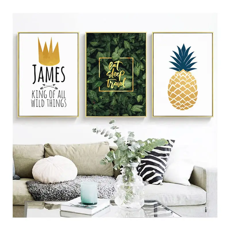 RuoGuan Golden pineapple canvas painting English green leaves poster wall pictures for children room decoracion SH-874
RuoGuan Golden pineapple canvas painting English green leaves poster wall pictures for children room decoracion SH-874