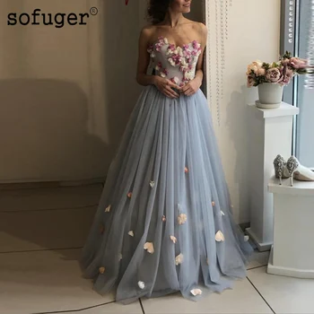 Sexy Sweetheart Tulle Handmade Flowers Custom made A Line Floor Length Formal Long Evening Dresses
Sexy Sweetheart Tulle Handmade Flowers Custom made A Line Floor Length Formal Long Evening Dresses