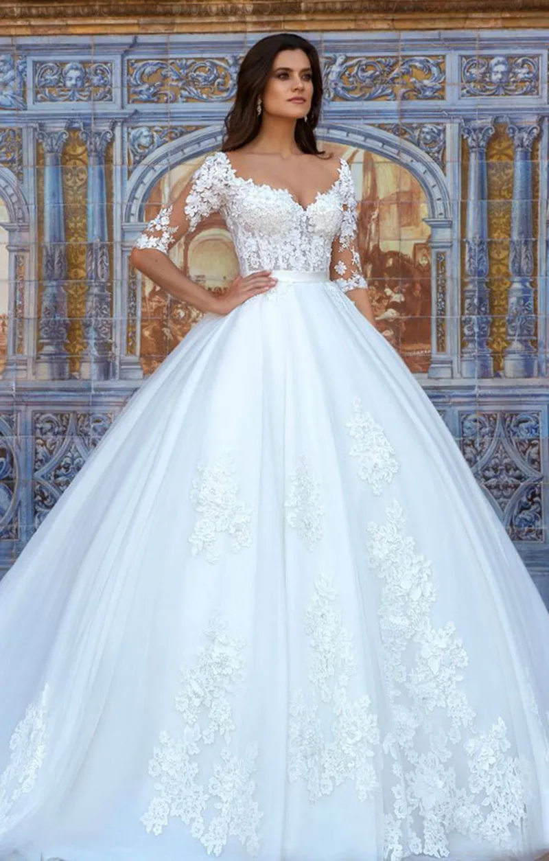 Eightale Half Sleeve Wedding Dresses 2019 O-Neck Boho Bride Dresses Appliques Lace Tulle Princess Wedding Gowns Free Shipping
Eightale Half Sleeve Wedding Dresses 2019 O-Neck Boho Bride Dresses Appliques Lace Tulle Princess Wedding Gowns Free Shipping