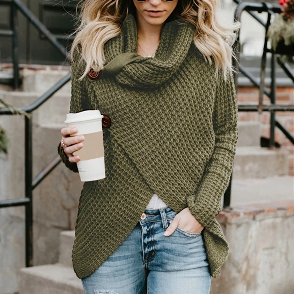 Women Sweaters Casual Buttons Irregular Open Stitch Pullovers Fashion Wool Solid Loose Turtleneck Female Sweaters Plus Size
Women Sweaters Casual Buttons Irregular Open Stitch Pullovers Fashion Wool Solid Loose Turtleneck Female Sweaters Plus Size