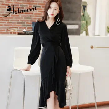Winter Party Office High-end Dresses for Women Long Sleeve V Neck Dresses Vintage Bandage Vestidos Ruffles Asymmetrical Dress
Winter Party Office High-end Dresses for Women Long Sleeve V Neck Dresses Vintage Bandage Vestidos Ruffles Asymmetrical Dress