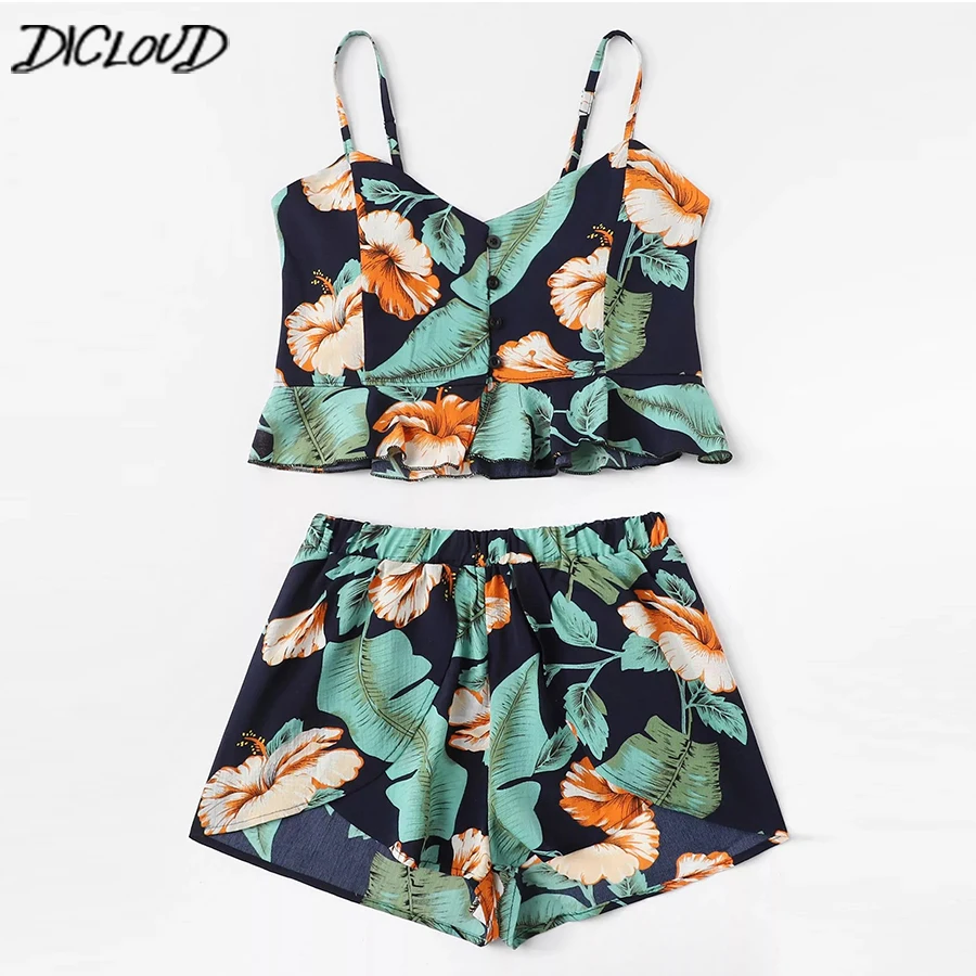 Printed Bohemian Summer Tops Women Floral Sleeveless V Neck Elastic Waist Women's Sets Fashion Casual Slim Beach shorts Ladies
Printed Bohemian Summer Tops Women Floral Sleeveless V Neck Elastic Waist Women's Sets Fashion Casual Slim Beach shorts Ladies