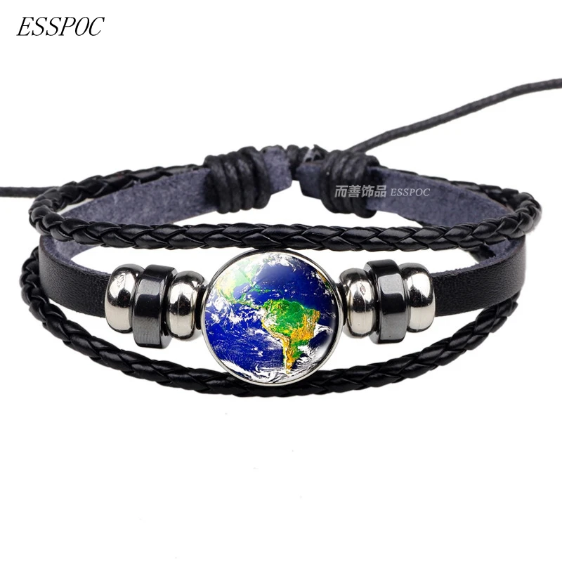 Earth Planet Bracelet Head Glass Cabochon Jewelry Weave Multilayer Bracelet Charm Women Men Fashion Accessories
Earth Planet Bracelet Head Glass Cabochon Jewelry Weave Multilayer Bracelet Charm Women Men Fashion Accessories