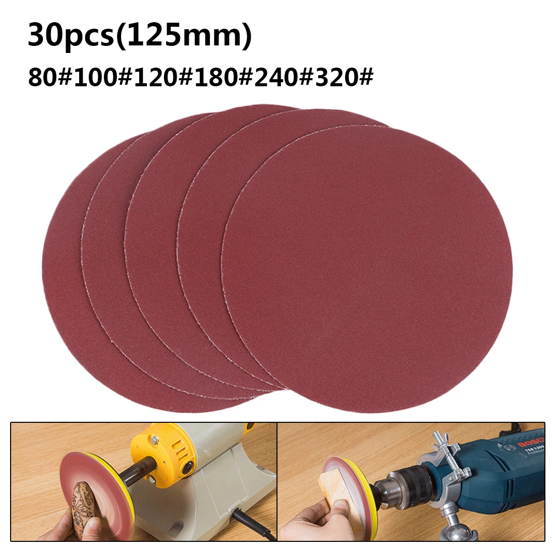 30pcs/set 5inch 125mm Round Sandpaper Disk Sand Sheets Grit 80/100/120/180/240/320 Hook and Loop Sanding Disc for Sander Grits
30pcs/set 5inch 125mm Round Sandpaper Disk Sand Sheets Grit 80/100/120/180/240/320 Hook and Loop Sanding Disc for Sander Grits