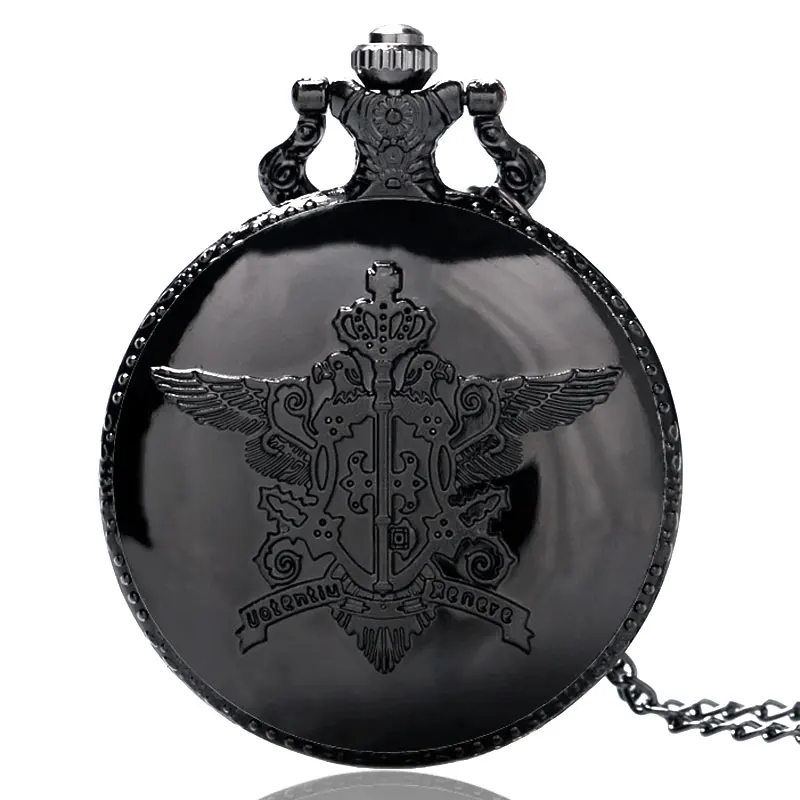 

Fob Watches Japanese Kuroshitsuji Black Butler Sebastian Theme Quartz Pocket Watch With Necklace Chain