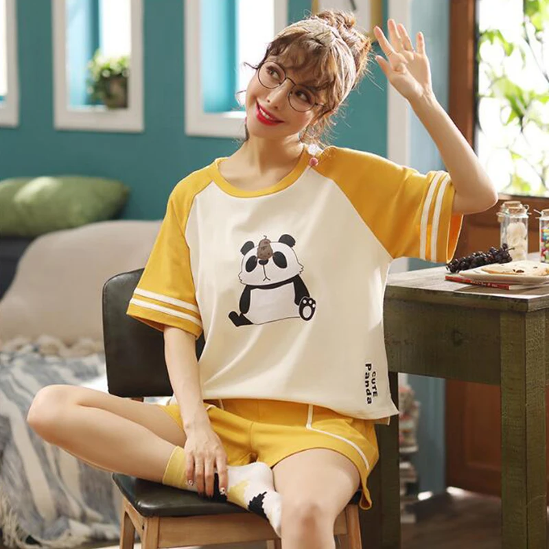 KISBINI 2019 Sweet Summer Women's Pajamas Set Cartoon Pattern Nightgown Sleepwear T-shirt+Shorts Soft Cotton Homewear Plus Size
KISBINI 2019 Sweet Summer Women's Pajamas Set Cartoon Pattern Nightgown Sleepwear T-shirt+Shorts Soft Cotton Homewear Plus Size