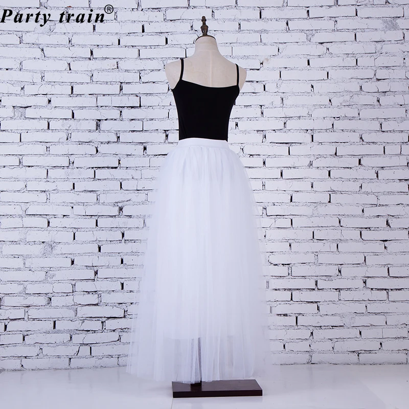 2018 Spring Fashion Womens Lace Princess Fairy Style 4 layers Voile Tulle Skirt Bouffant Puffy Fashion Skirt Long Tutu Skirts 26