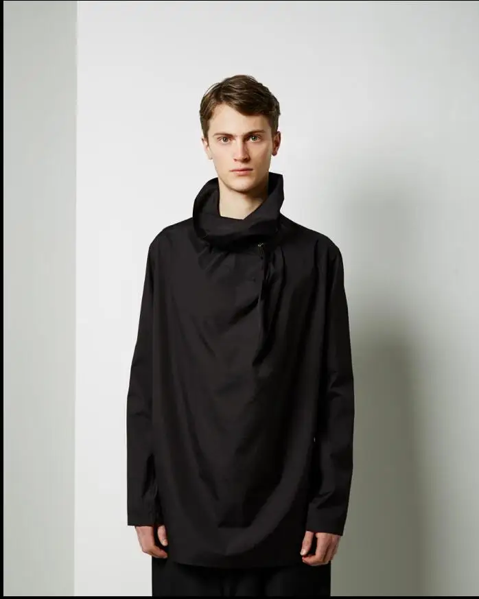 S-6xl Men Clothing Autumn And Winter Black High Collar Heap Pleated Long-sleeved Shirts Fashion Pullover Shirts Loose Costumes
S-6xl Men Clothing Autumn And Winter Black High Collar Heap Pleated Long-sleeved Shirts Fashion Pullover Shirts Loose Costumes