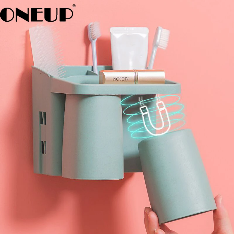 ONEUP Free Punching Wall Hanging Toothbrush Holder Magnetic Suction Cup Bathroom Set Toothbrush Toothpaste Washing Storage Rack
ONEUP Free Punching Wall Hanging Toothbrush Holder Magnetic Suction Cup Bathroom Set Toothbrush Toothpaste Washing Storage Rack