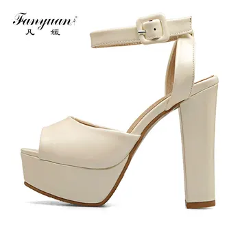 Fanyuan Women Sandals Fashion Platform Peep Toe PU Leather Buckle Bride Shoes Woman Sexy Extremely High Heels Summer Shoes
Fanyuan Women Sandals Fashion Platform Peep Toe PU Leather Buckle Bride Shoes Woman Sexy Extremely High Heels Summer Shoes