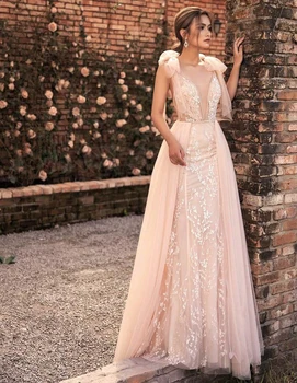 LORIE Light Pink Princess Wedding Dress V Neck Lace Bride Dress A-Line Floor Length Tulle Backless Fairy Boho Wedding Gown
LORIE Light Pink Princess Wedding Dress V Neck Lace Bride Dress A-Line Floor Length Tulle Backless Fairy Boho Wedding Gown