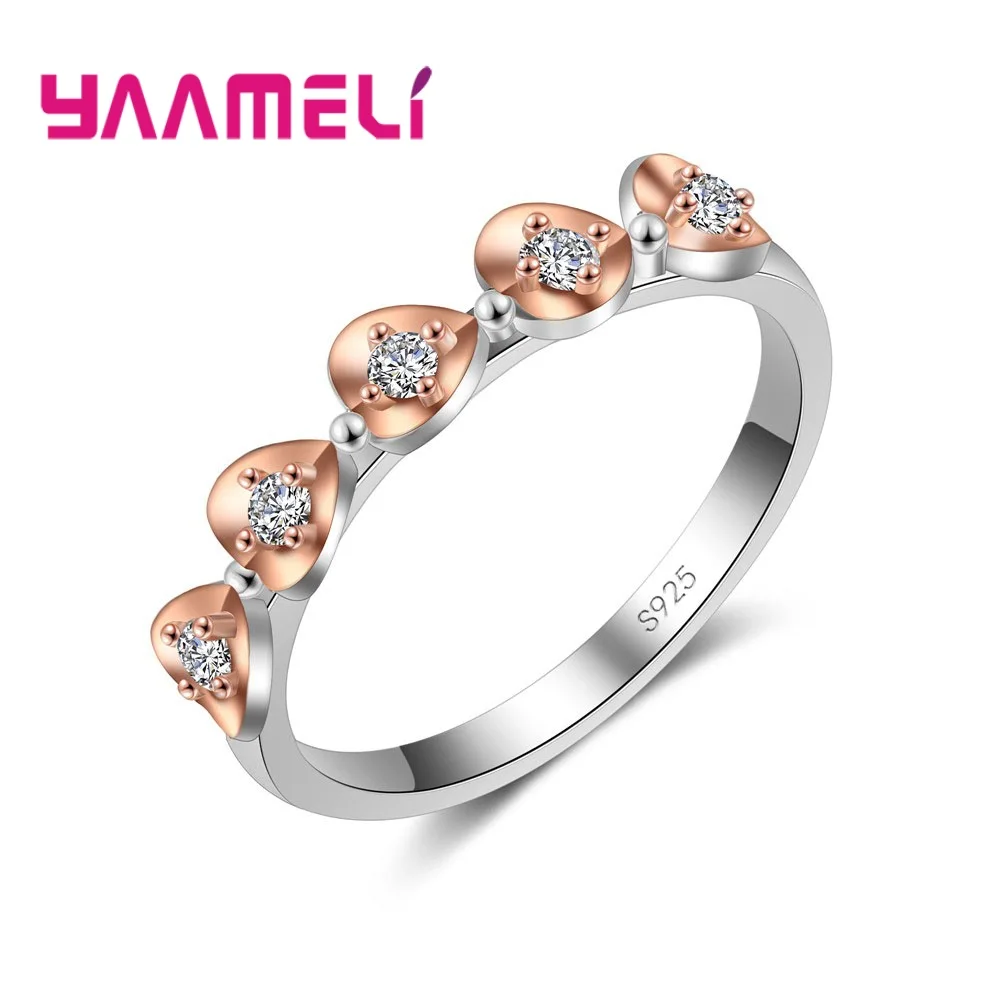 

Romantic Lovely Heart Shape Design 925 Sterling Silver Finger Rings High Quality Cubic Zircon Crystal Jewelry For Women