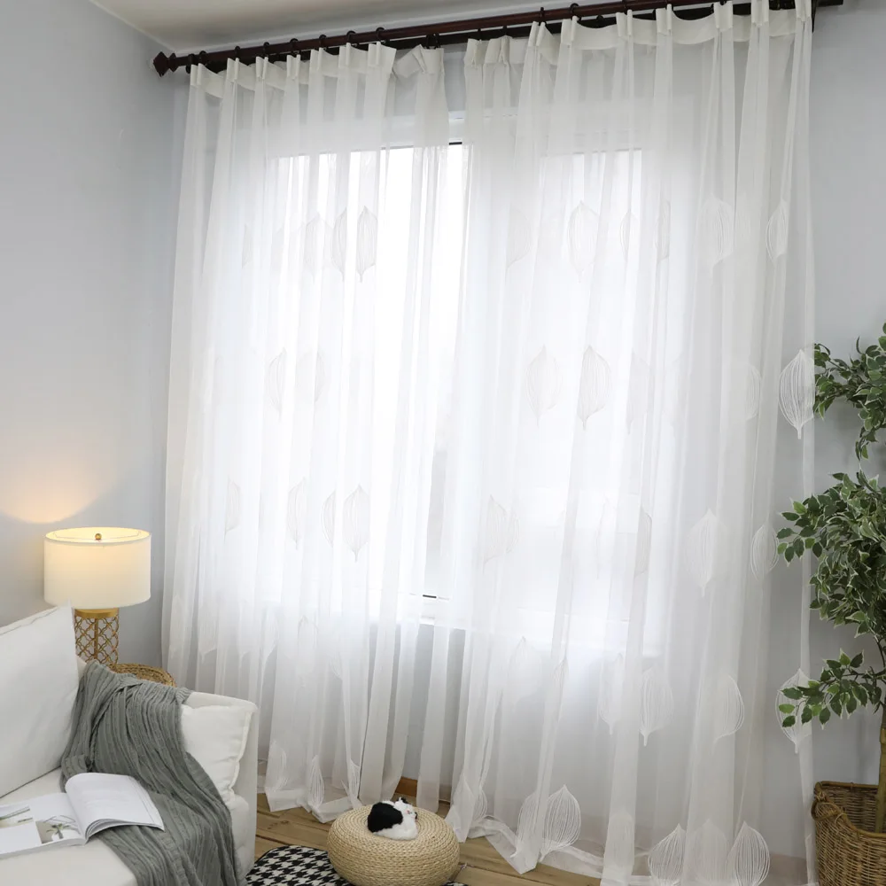 White Screen Voile Curtains Embroidered Balcony Living Room for Bedroom Window Treatments Sheer Kitchen fabric Yarns 063&30
White Screen Voile Curtains Embroidered Balcony Living Room for Bedroom Window Treatments Sheer Kitchen fabric Yarns 063&30