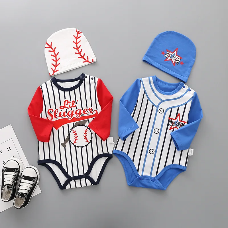 Children Full Sleeved Triangle Jumpsuits Autumn New Boy Cotton Long Rompers with Hat Baseball Clothes Sets Kids Sport Costumes
Children Full Sleeved Triangle Jumpsuits Autumn New Boy Cotton Long Rompers with Hat Baseball Clothes Sets Kids Sport Costumes