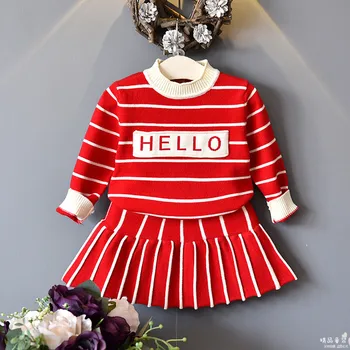 2017 Autumn Winter Children's Knit 2pcs Girl Long Sleeves Stripe Sweater T Shirt+ Elastic Waist Kint Skirts Suits Kids Knit Sets
2017 Autumn Winter Children's Knit 2pcs Girl Long Sleeves Stripe Sweater T Shirt+ Elastic Waist Kint Skirts Suits Kids Knit Sets