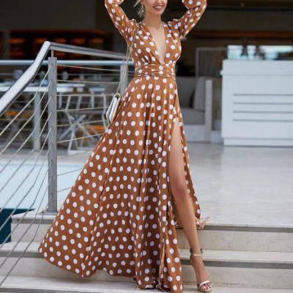 feitong Women Sexy Fork Opening Maxi Summer Dress Wave Point Dot V-Neck Long Elegant Sundress Dresses Woman Party Night Vestidos
feitong Women Sexy Fork Opening Maxi Summer Dress Wave Point Dot V-Neck Long Elegant Sundress Dresses Woman Party Night Vestidos