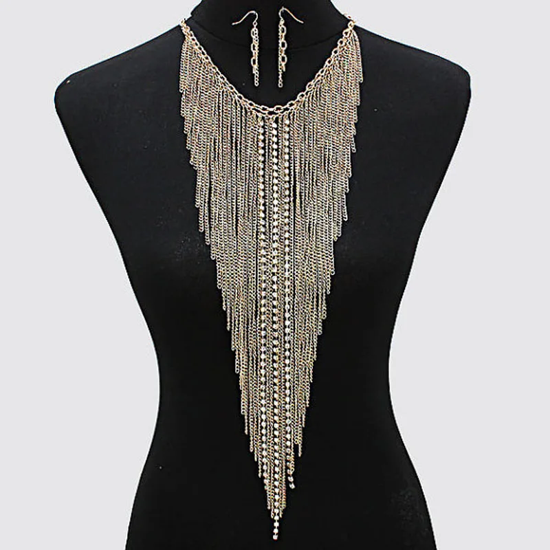European And American Trade Jewelry Punk Heavy Texture Exaggerated Tassel Necklace Sweater Chain Necklace fine Body Chain
European And American Trade Jewelry Punk Heavy Texture Exaggerated Tassel Necklace Sweater Chain Necklace fine Body Chain