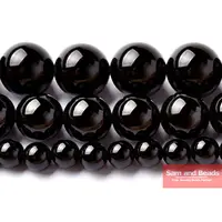 Pick size 4 6 8 10 12 14mm Smooth Round Black Agata Onyx loose stone jewelry Beads Free Shipping BOB01 image