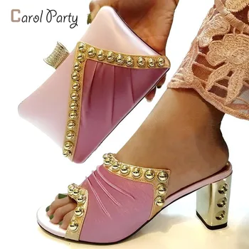 New Arrival Pink Color African Women Matching Italian Shoes and Bag Set Decorated with Rhinestone Italian Ladies Shoe and Bag
New Arrival Pink Color African Women Matching Italian Shoes and Bag Set Decorated with Rhinestone Italian Ladies Shoe and Bag